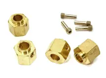 C28091 12mm Hex Wheel (4) Hub Brass 10mm thick (+5mm Offset) for Traxxas TRX-4 Scale & Trail Crawler