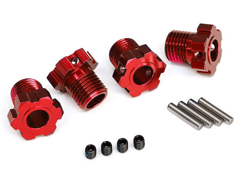 TRA8654R Wheel hubs, splined, 17mm (red-anodized) (4)/ 4x5 GS (4)/ 3x14mm pin (4)