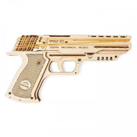 UTG0032 UGears Wolf-01 Handgun Rubber Band Firing Wooden 3D Model