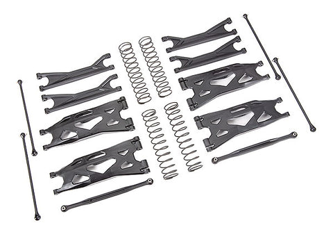 TRASuspension kit, X-Maxx® WideMaxx®, black (includes front & rear suspension arms, front toe links, driveshafts, shock springs)