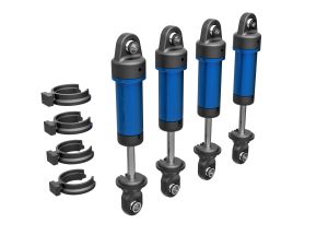 TRA9764-BLUE Shocks, GTM, 6061-T6 aluminum (blue-anodized) (fully assembled w/o springs) (4)