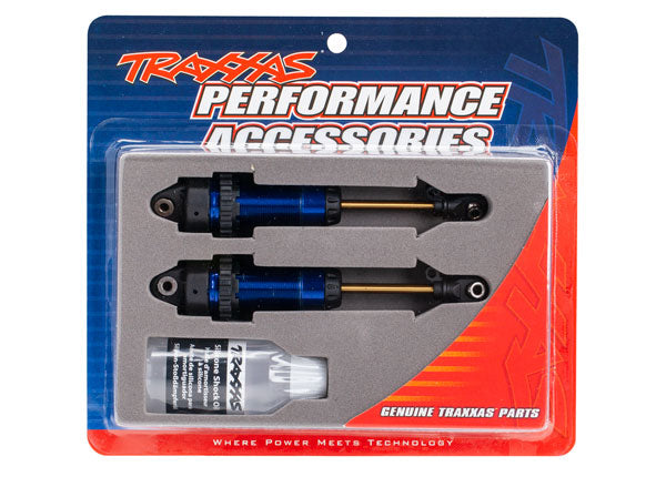 TRA7462 Shocks, GTR xx-long blue-anodized, PTFE-coated bodies with TiN shafts (fully assembled, without springs) (2)