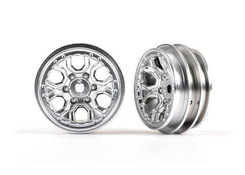 TRA9770-SATIN Wheels, 1.0" (satin chrome) (2)