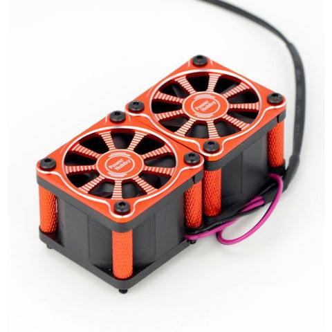 PHBPHF116RED TWISTED TWIN/ DUAL 40mm 1/8 1/5 Motor Aluminum Cooling Fan- Red
