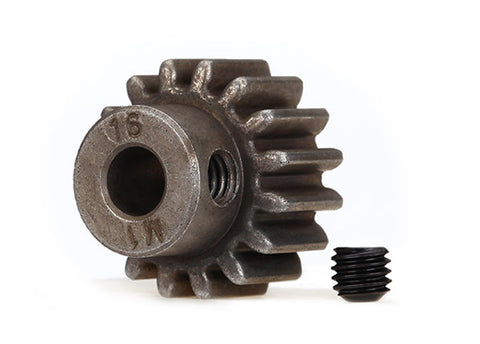 TRA6489X Gear, 16-T pinion (1.0 metric pitch) (fits 5mm shaft)/ set screw (compatible with steel spur gears)