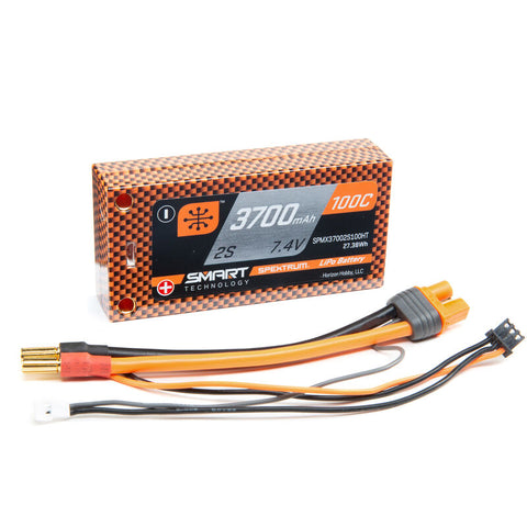 SPMX37002S100HT 3700mAh 2S 7.4V 100C Smart LiPo Short HC 5mm Tubes
